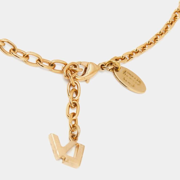 Pre Owned Louis Vuitton Faux Pearl Two Tone Necklace