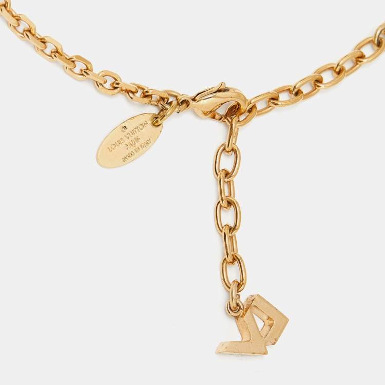 Pre Owned Louis Vuitton Faux Pearl Two Tone Necklace