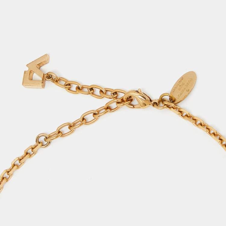 Pre Owned Louis Vuitton Faux Pearl Two Tone Necklace