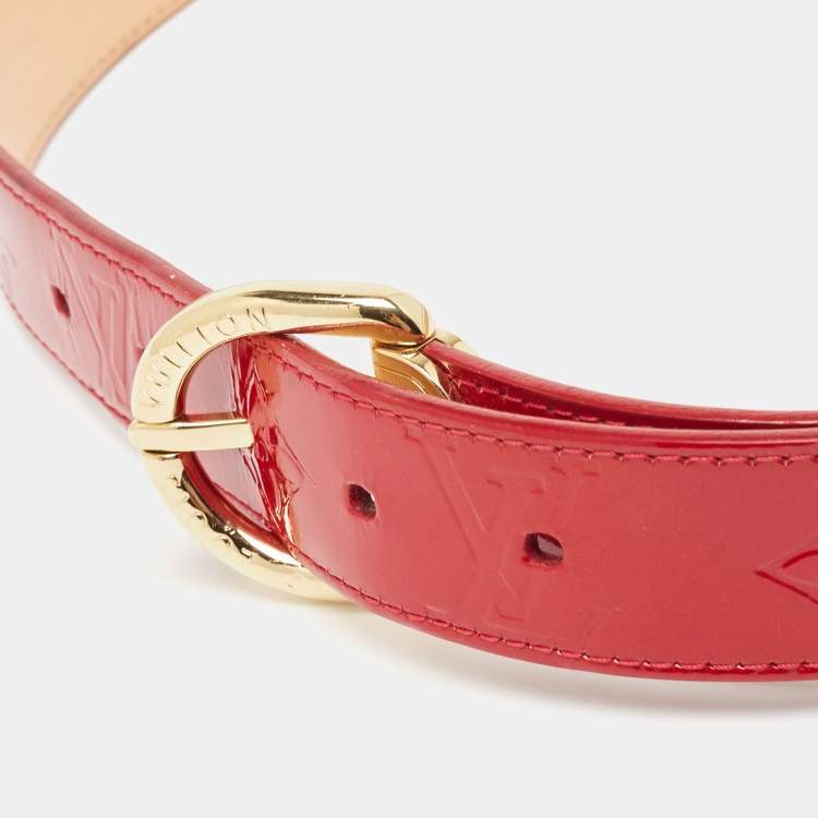 مملوكة مسبقًا Louis Vuitton Red Monogram Vernis Ceinture Buckle Belt 80CM