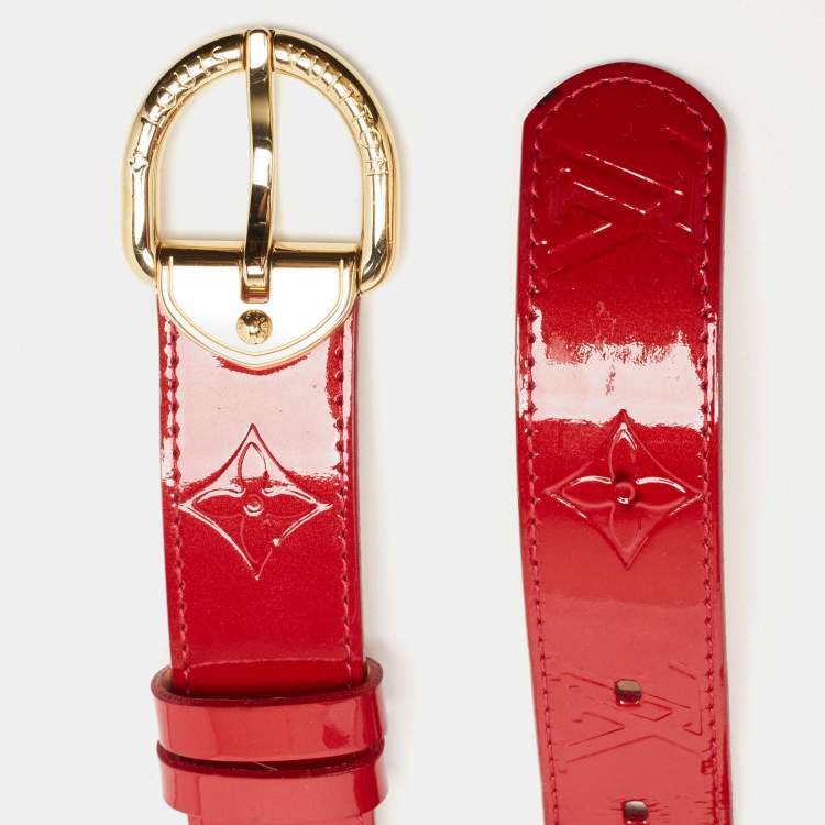 مملوكة مسبقًا Louis Vuitton Red Monogram Vernis Ceinture Buckle Belt 80CM