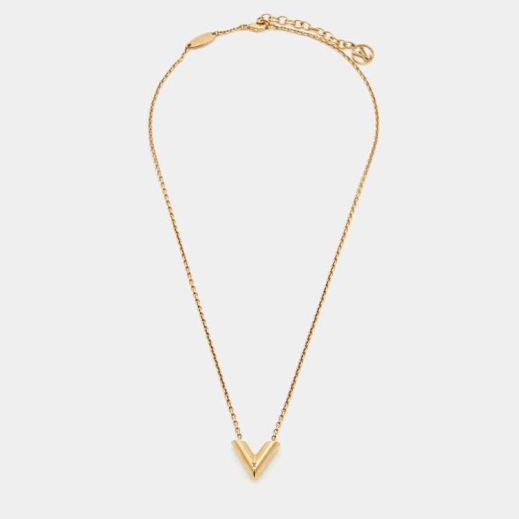 Pre Owned Louis Vuitton Essential V Gold Tone Necklace