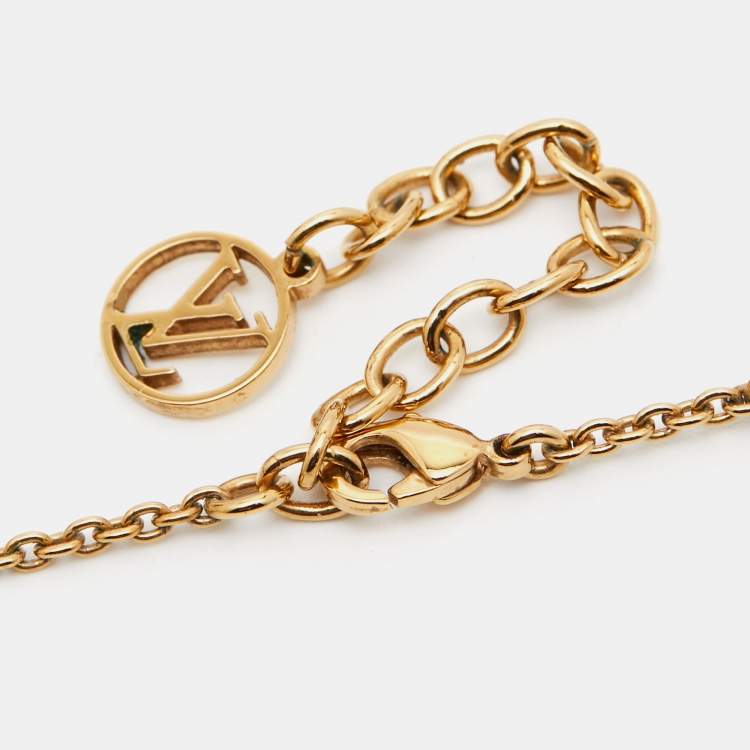 Pre Owned Louis Vuitton Essential V Gold Tone Necklace