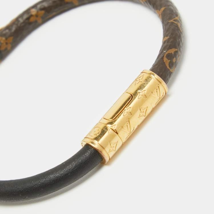 مملوكة مسبقًا Louis Vuitton Black Leather and Monogram Canvas Daily Confidential Bracelet