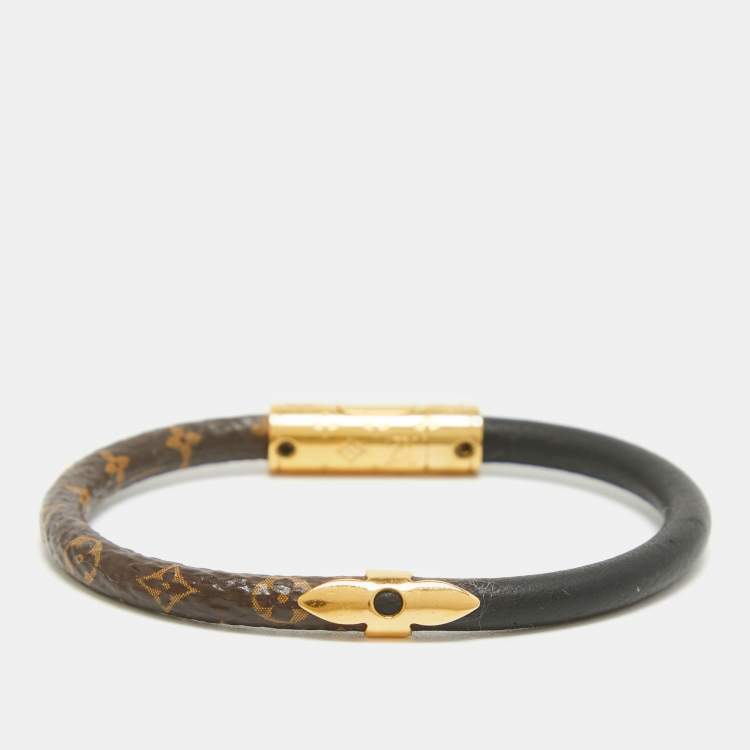 مملوكة مسبقًا Louis Vuitton Black Leather and Monogram Canvas Daily Confidential Bracelet