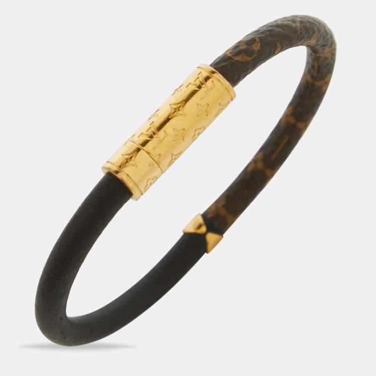 مملوكة مسبقًا Louis Vuitton Black Leather and Monogram Canvas Daily Confidential Bracelet
