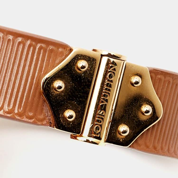 Pre Owned Louis Vuitton Spirit Leather Gold Tone Bracelet