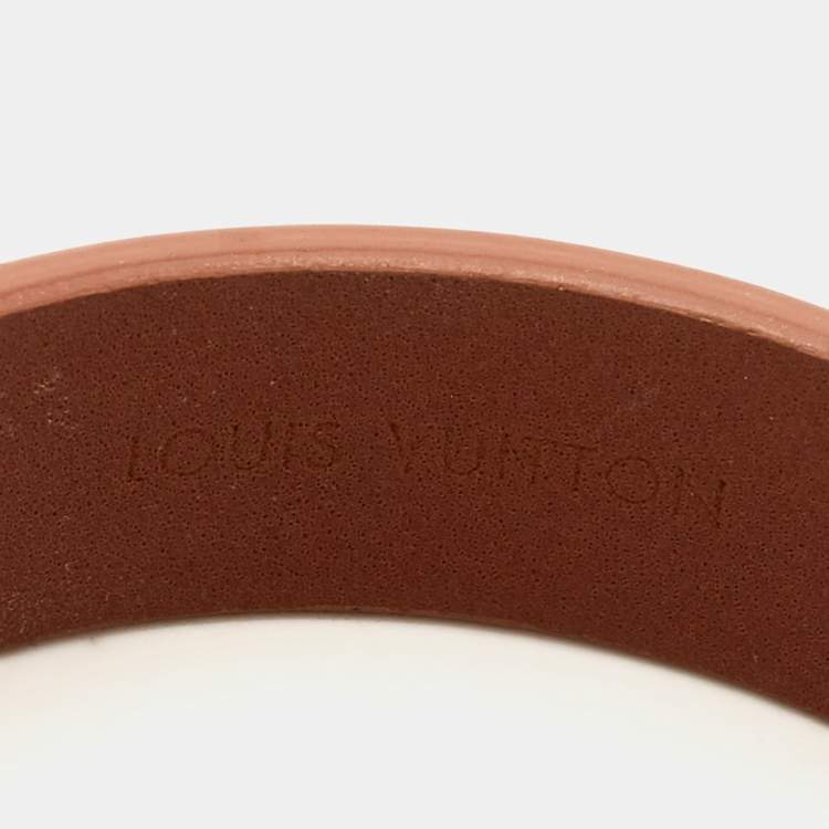 Pre Owned Louis Vuitton Spirit Leather Gold Tone Bracelet