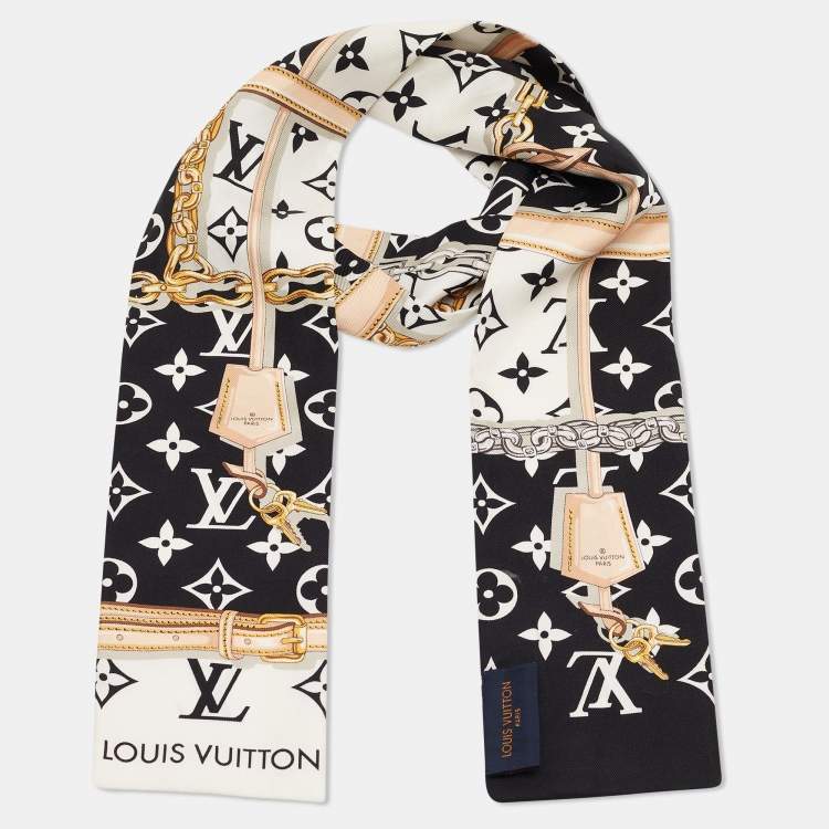 Pre Owned Louis Vuitton Black Silk Monogram Confidential Bandeau Scarf