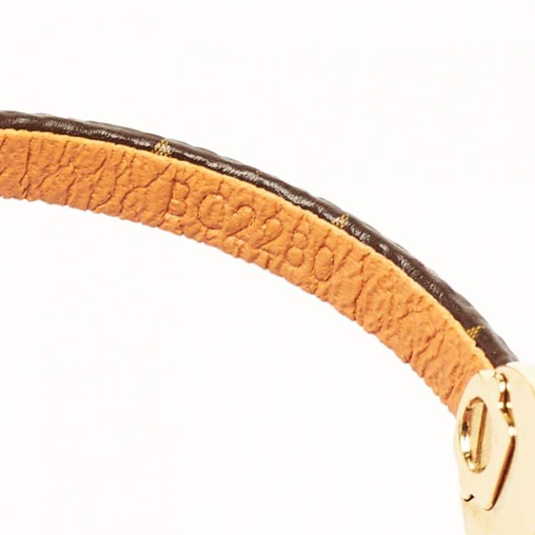 Pre Owned Louis Vuitton Historic Mini Monogram Canvas Gold Tone Bracelet