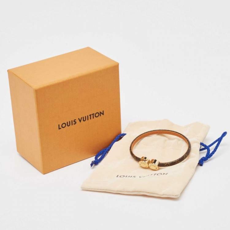 Pre Owned Louis Vuitton Historic Mini Monogram Canvas Gold Tone Bracelet