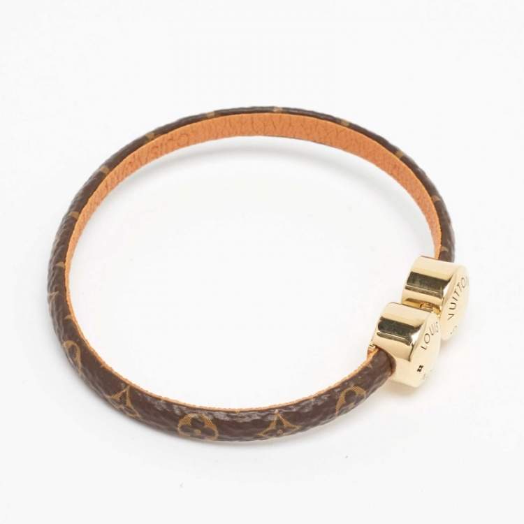 Pre Owned Louis Vuitton Historic Mini Monogram Canvas Gold Tone Bracelet