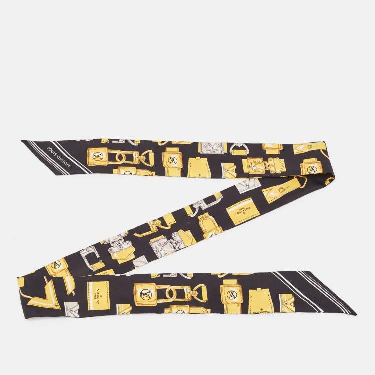 Pre Owned Louis Vuitton Black Full of Locks Silk Baby Bandeau Scarf
