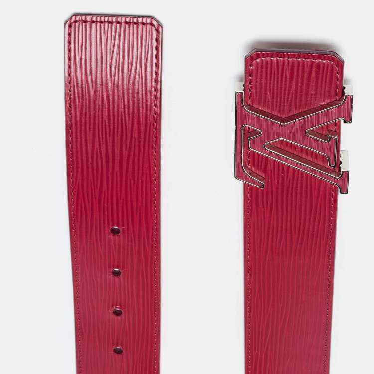 Pre Owned Louis Vuitton Carmine Epi Leather LV Initiales Waist Belt 85CM
