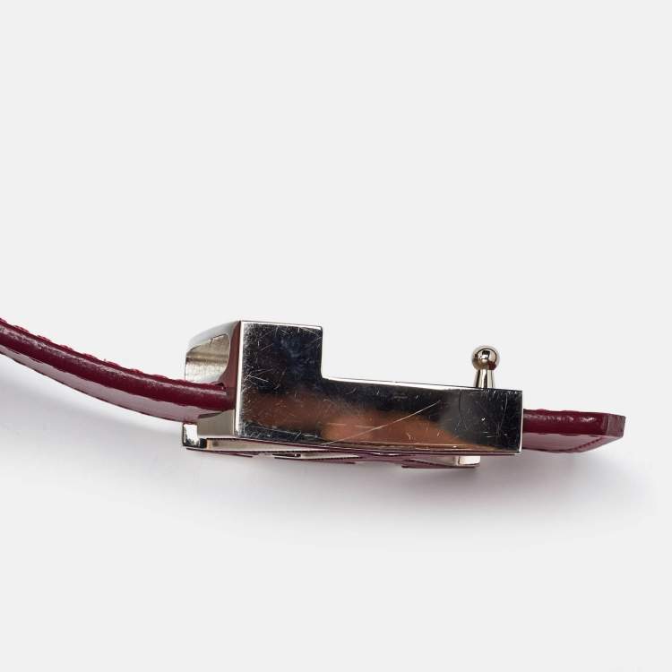 Pre Owned Louis Vuitton Carmine Epi Leather LV Initiales Waist Belt 85CM