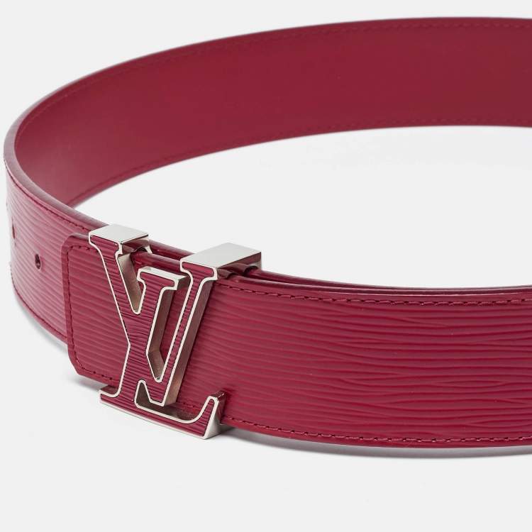 Pre Owned Louis Vuitton Carmine Epi Leather LV Initiales Waist Belt 85CM