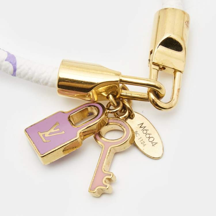 Pre Owned Louis Vuitton Luck It Enamel COated Canvas Gold Tone Bracelet