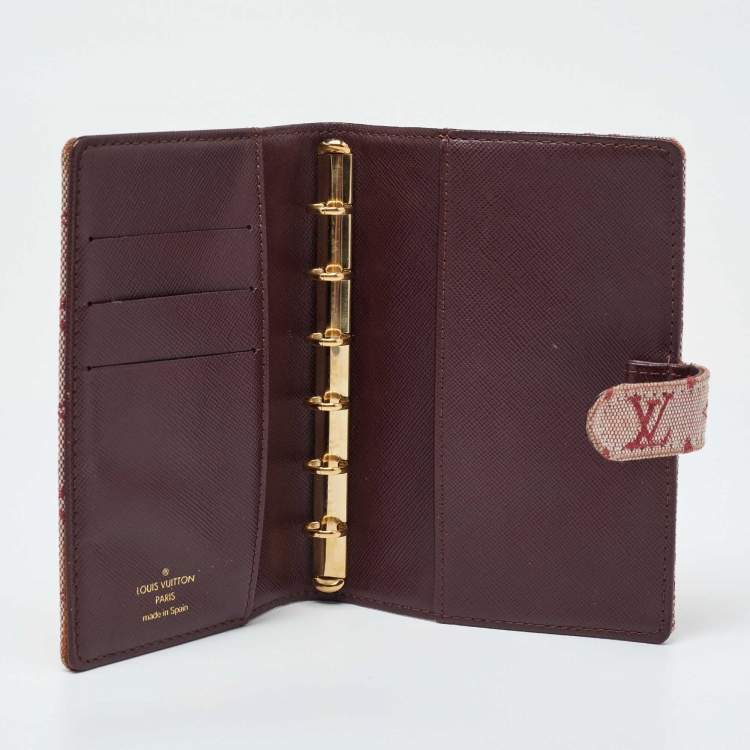 Pre Owned Louis Vuitton Cherry Mini Lin Canvas Small Ring Agenda PM Cover