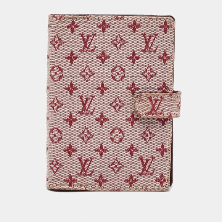 Pre Owned Louis Vuitton Cherry Mini Lin Canvas Small Ring Agenda PM Cover