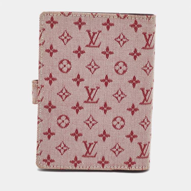 Pre Owned Louis Vuitton Cherry Mini Lin Canvas Small Ring Agenda PM Cover