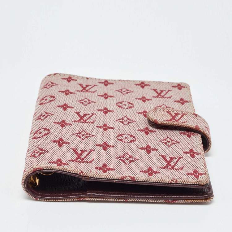 Pre Owned Louis Vuitton Cherry Mini Lin Canvas Small Ring Agenda PM Cover