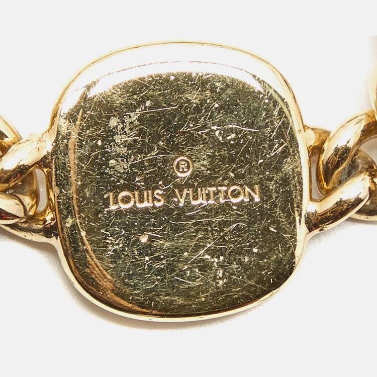 Pre Owned Louis Vuitton Maison Fondée en 1854 Curb Chain Two Tone Bracelet