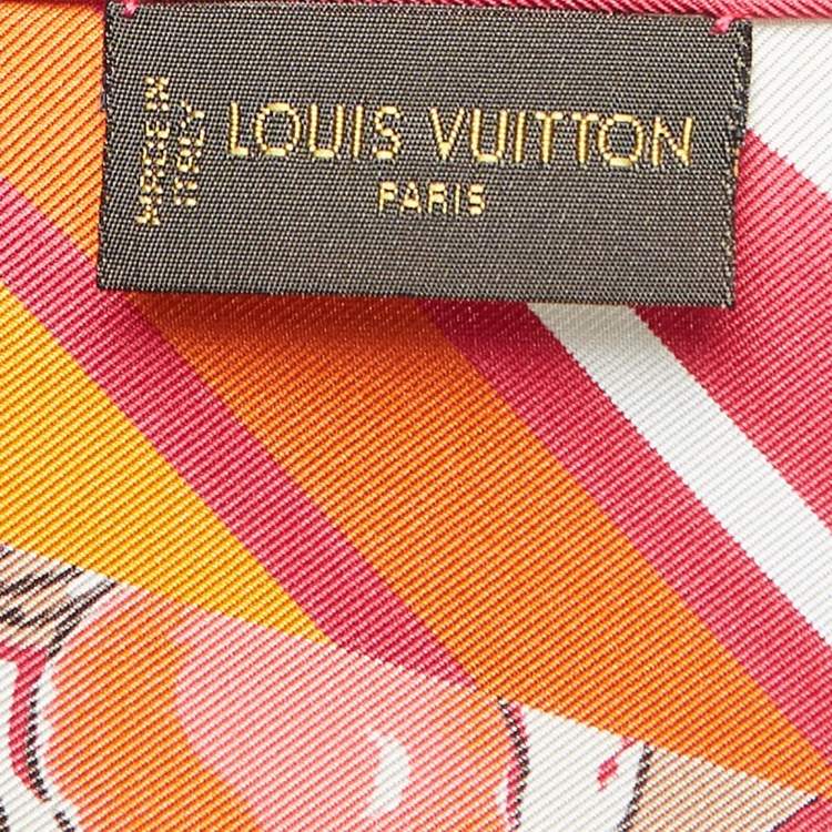 Pre Owned Louis Vuitton Limited Edition Pink Printed Tassel Silk Scarf
