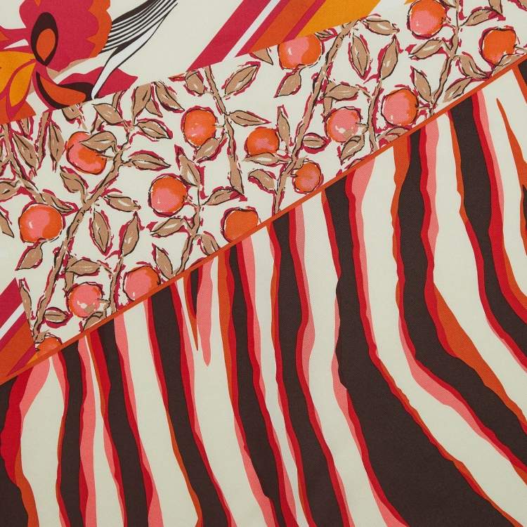 Pre Owned Louis Vuitton Limited Edition Pink Printed Tassel Silk Scarf