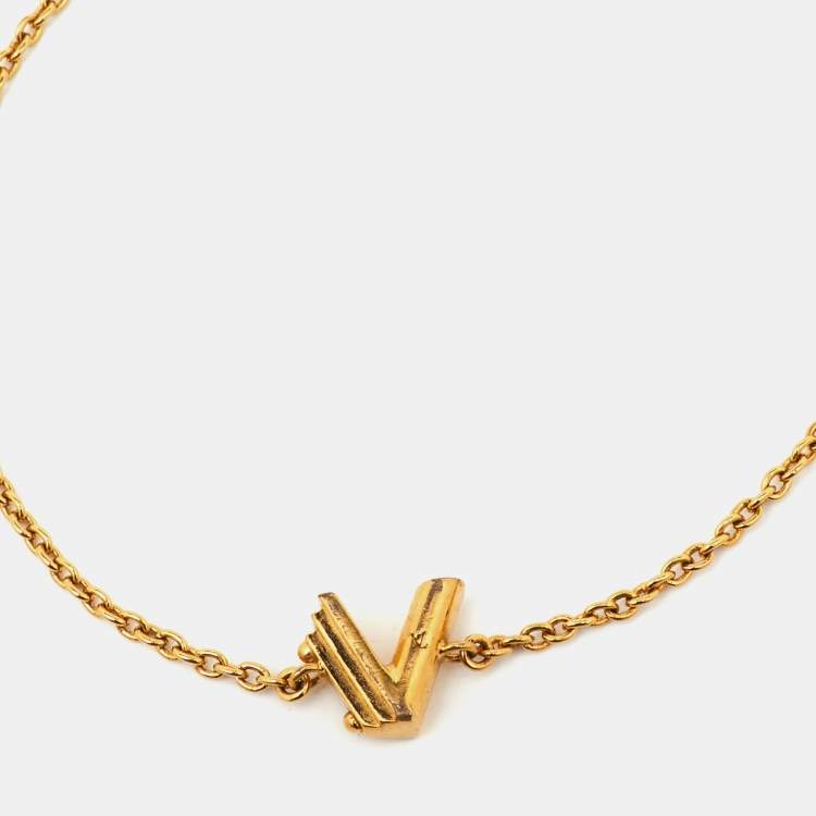 Pre Owned Louis Vuitton LV & Me Letter V Gold Tone Bracelet