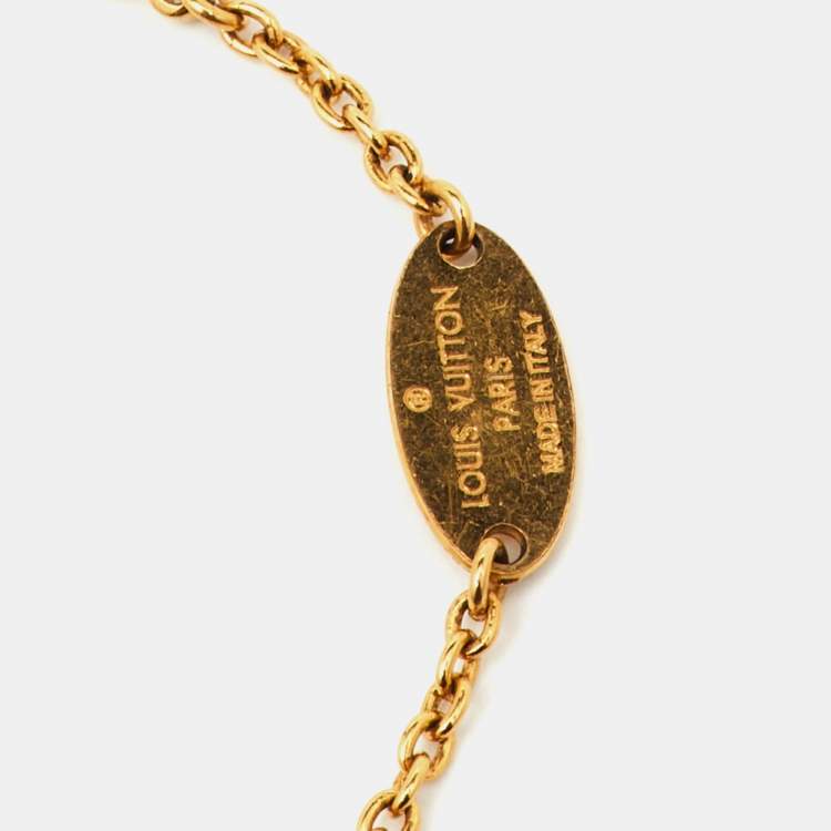 Pre Owned Louis Vuitton LV & Me Letter V Gold Tone Bracelet