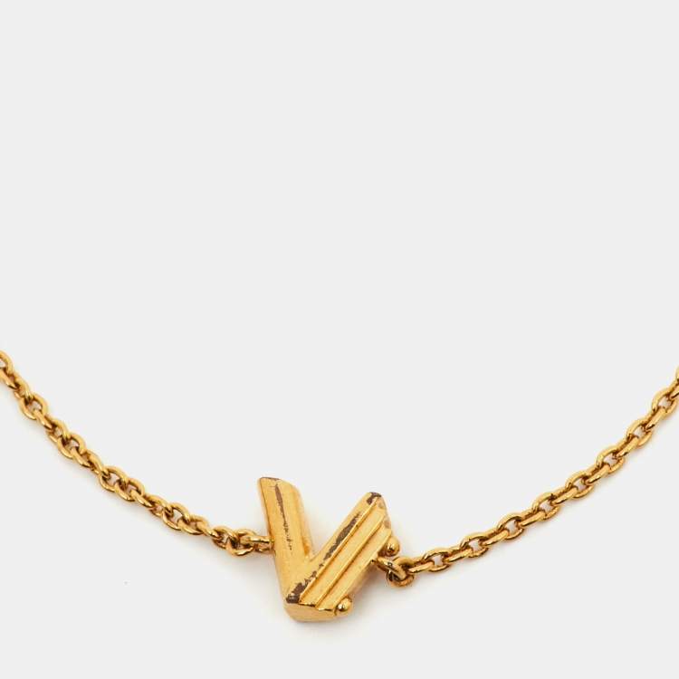 Pre Owned Louis Vuitton LV & Me Letter V Gold Tone Bracelet