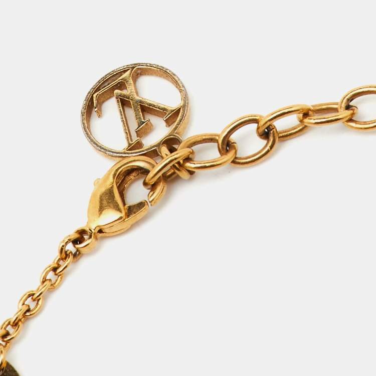 Pre Owned Louis Vuitton LV & Me Letter V Gold Tone Bracelet