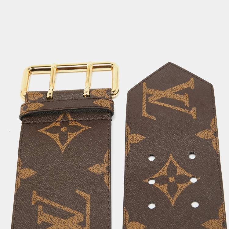 Pre Owned Louis Vuitton Monogram Canvas Oversized Wide Buckle Belt 80CM