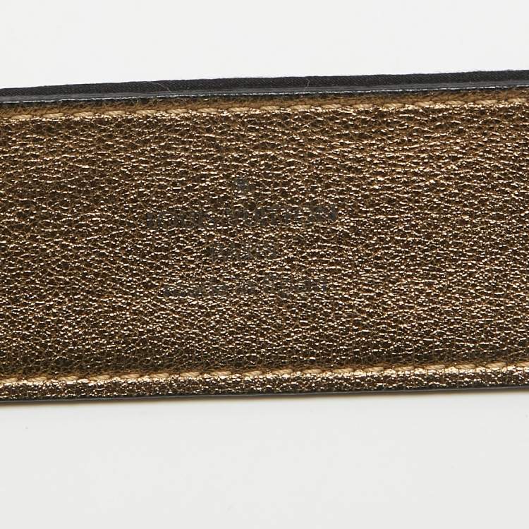 Pre Owned Louis Vuitton Black Satin Crystal Fleurs Runway Belt 85CM