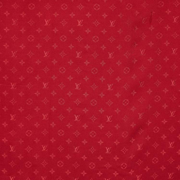 Pre Owned Louis Vuitton Red Monogram Silk Square Scarf