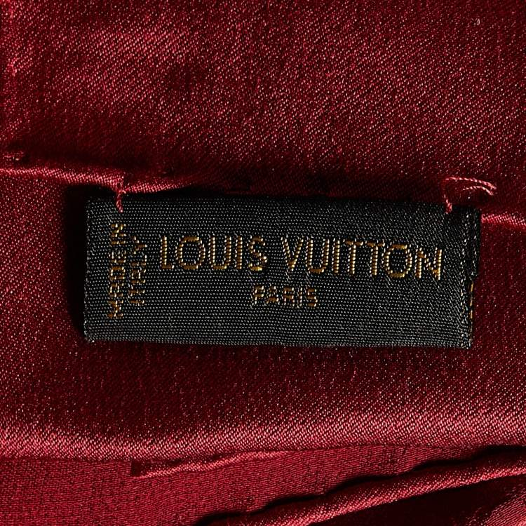 Pre Owned Louis Vuitton Red Monogram Silk Square Scarf