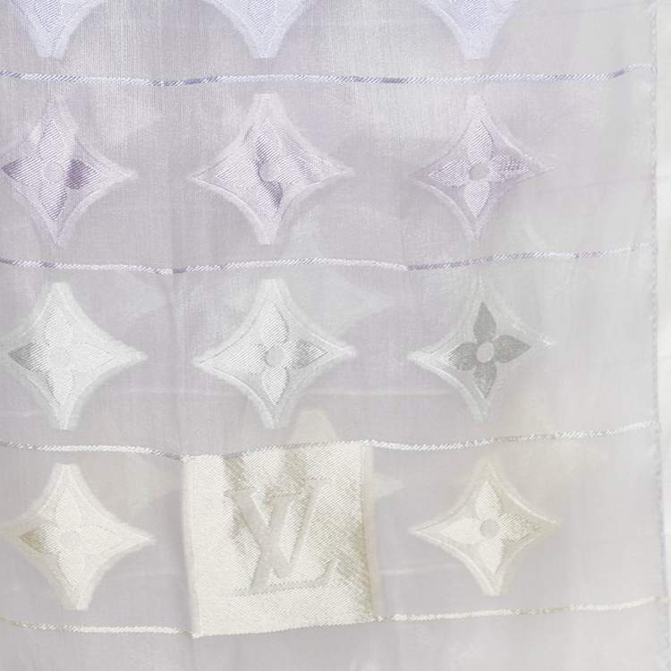 Pre Owned Louis Vuitton Lavender Monogram Silk Organza Stole 