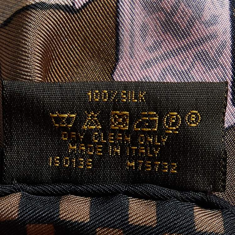 Pre Owned Louis Vuitton Brown Monogram Trunk Print Silk Scarf