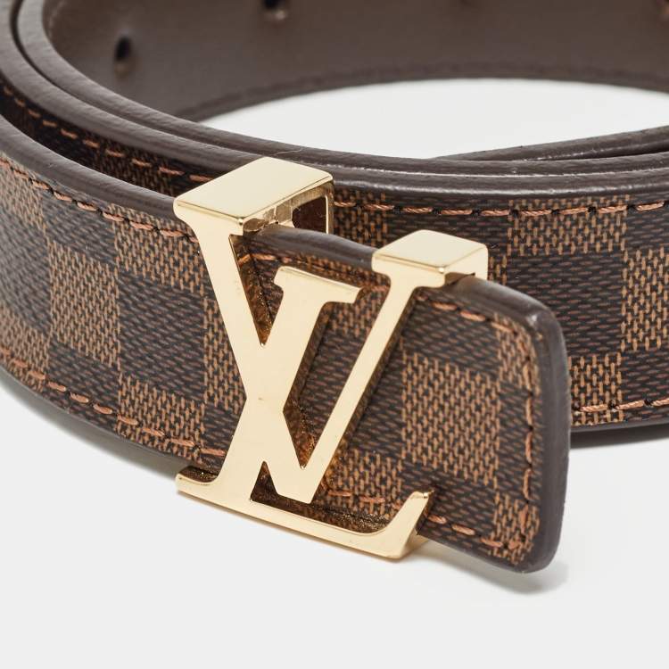 Pre Owned Louis Vuitton Mini Damier Ebene Canvas LV Initiales Belt 80 CM