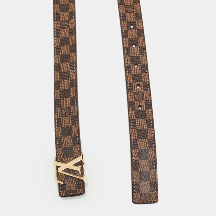 Pre Owned Louis Vuitton Mini Damier Ebene Canvas LV Initiales Belt 80 CM