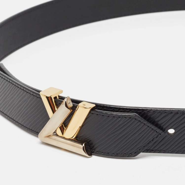 Pre Owned Louis Vuitton Black Epi Leather LV Twist Belt 90 CM