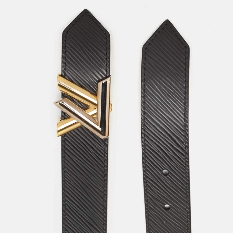 Pre Owned Louis Vuitton Black Epi Leather LV Twist Belt 90 CM