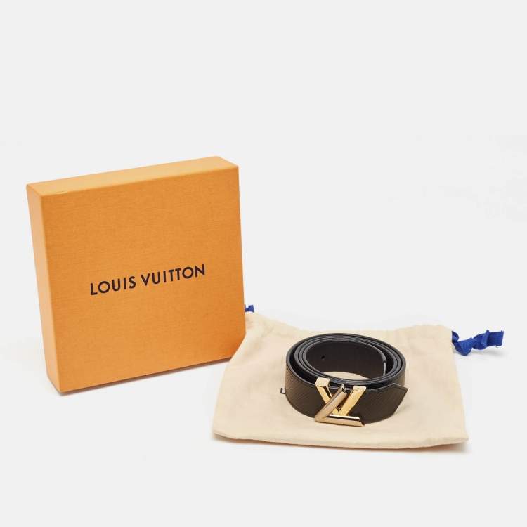 Pre Owned Louis Vuitton Black Epi Leather LV Twist Belt 90 CM