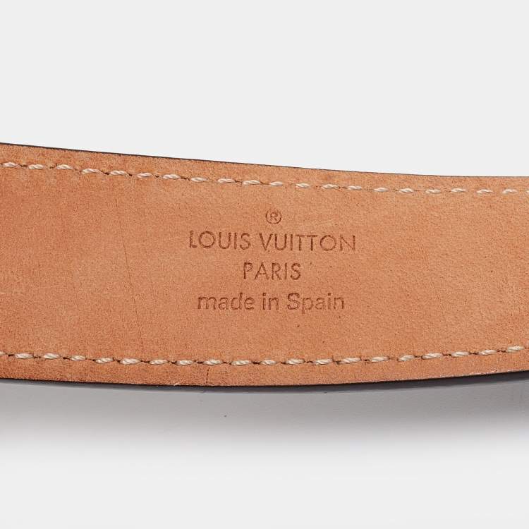Pre Owned Louis Vuitton Mini Damier Ebene Canvas Trunk Buckle Belt 90 CM