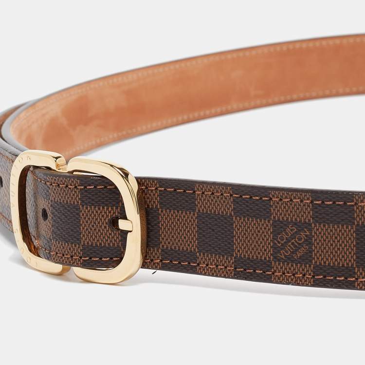 Pre Owned Louis Vuitton Mini Damier Ebene Canvas Trunk Buckle Belt 90 CM
