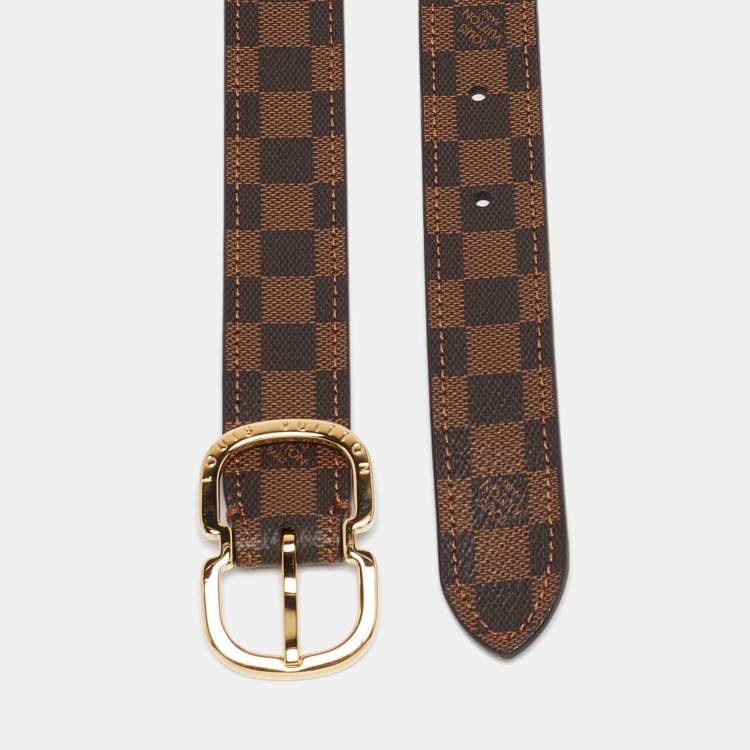 Pre Owned Louis Vuitton Mini Damier Ebene Canvas Trunk Buckle Belt 90 CM