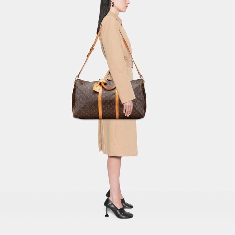 Pre Owned Louis Vuitton Brown Monogram Keepall Bandouliere 55