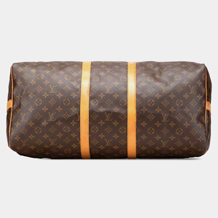 Pre Owned Louis Vuitton Brown Monogram Keepall Bandouliere 55