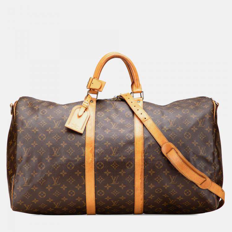 Pre Owned Louis Vuitton Brown Monogram Keepall Bandouliere 55