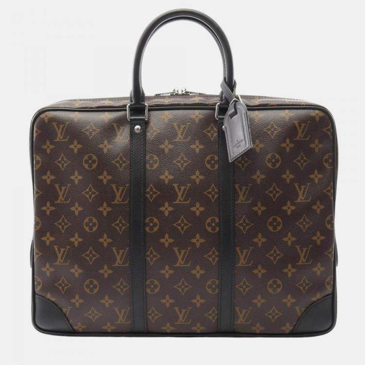 Pre Owned Louis Vuitton Brown Monogram Macassar Porte-Documents Voyage GM